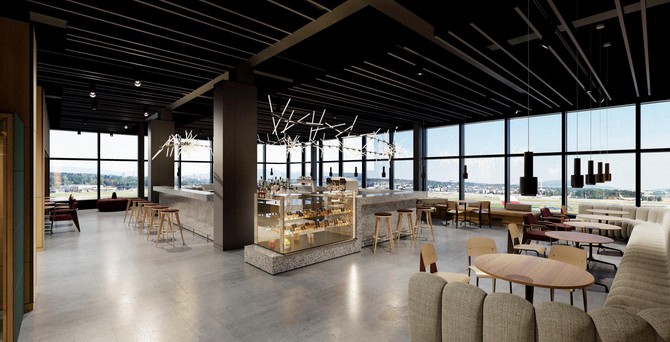 Darstellung der neuen Senator-Lounge im Dock B: Swiss baut neue Lounges am Flughafen Zürich.