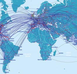 Information und Werbung zugleich: Flugpläne geben das Streckennetz der Airlines realitätsnah wieder.