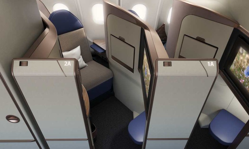 Das Produkt Aurora von Collins Aerospace: Die Sitze sind näher am Fenster angeordnet, was für mehr Platz sorgen soll.