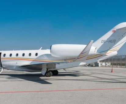 Die Cessna Citation X von Bairline: Die Maschine vor ihrem Ausflug in den Schnee.