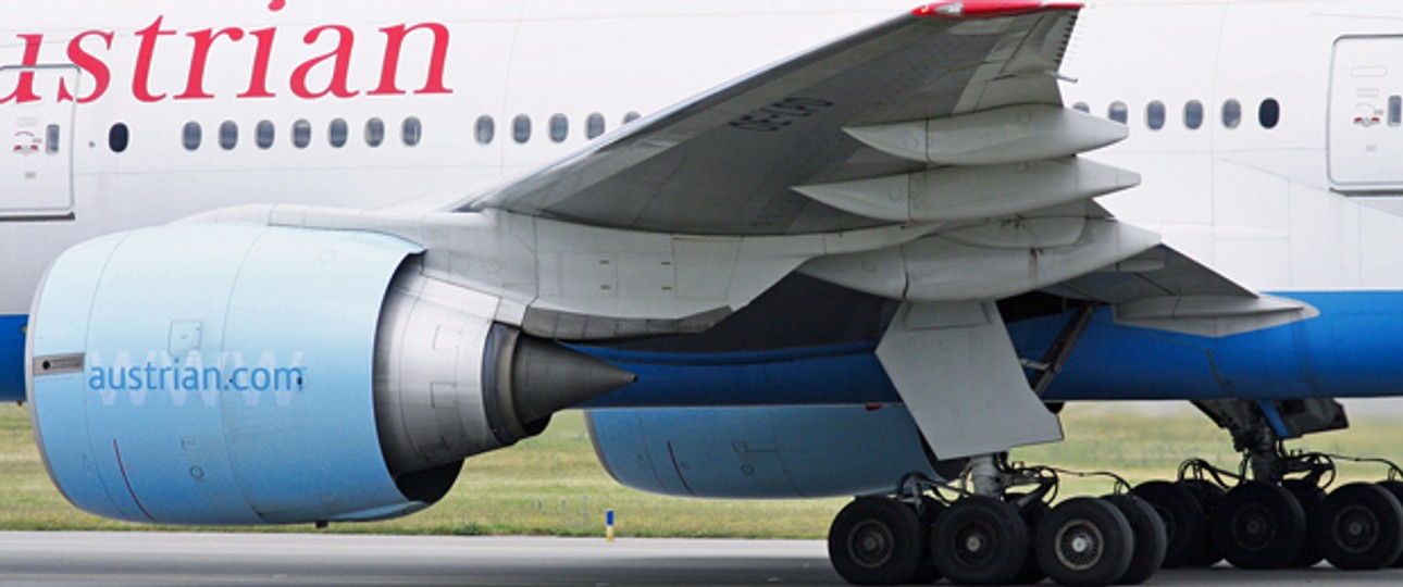 Boeing von Austrian Airlines: Beschädigt.