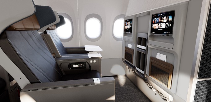 Dahinter folgen zwölf Sitze in der Premium Economy mit Kopfstützen, die ebenfalls mehr Privatsphäre bieten sollen.