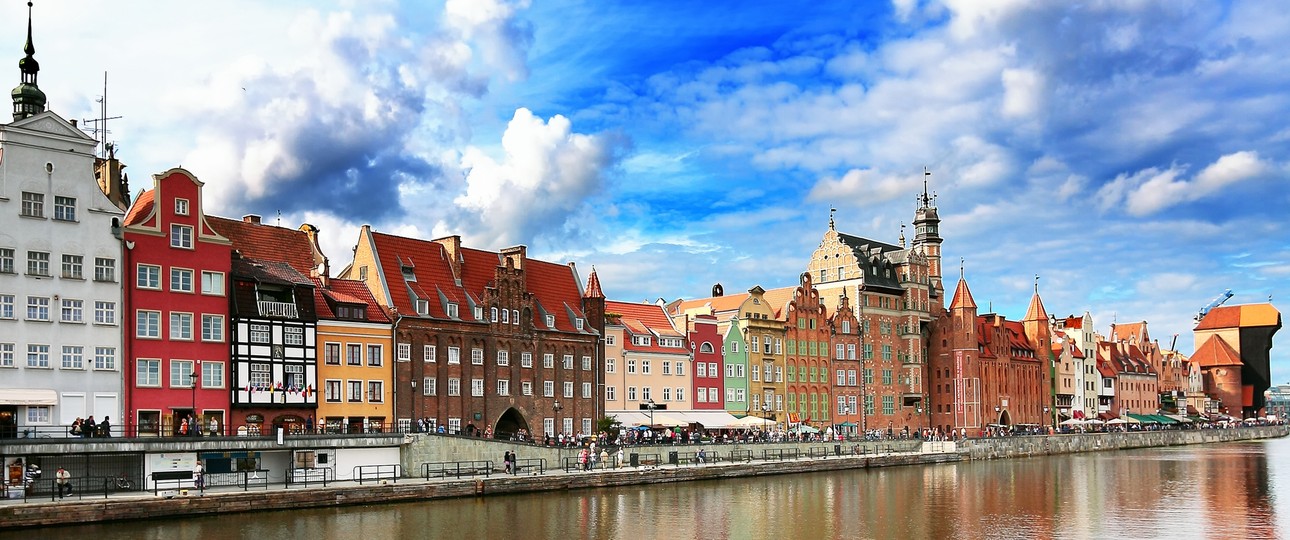 Danzigs schöne Altstadt am Fluss Motlawa