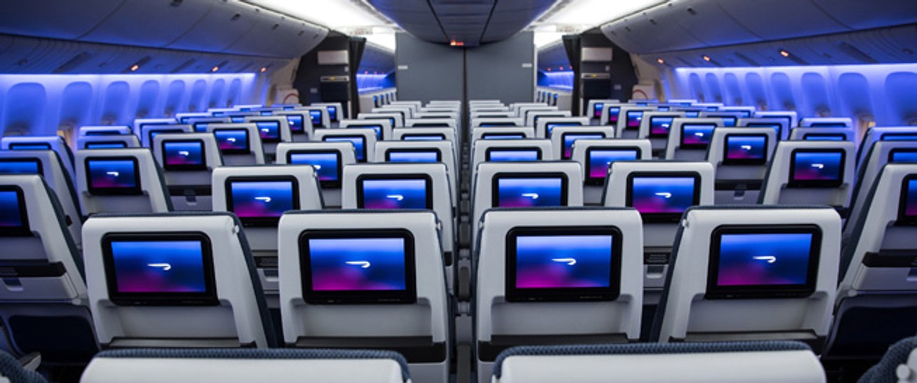 Zehnerreihe: So sehen die neuen Sitze aus, mit denen British Airways die Economy Class ihrer Boeing 777 in London-Gatwick umrüstet.