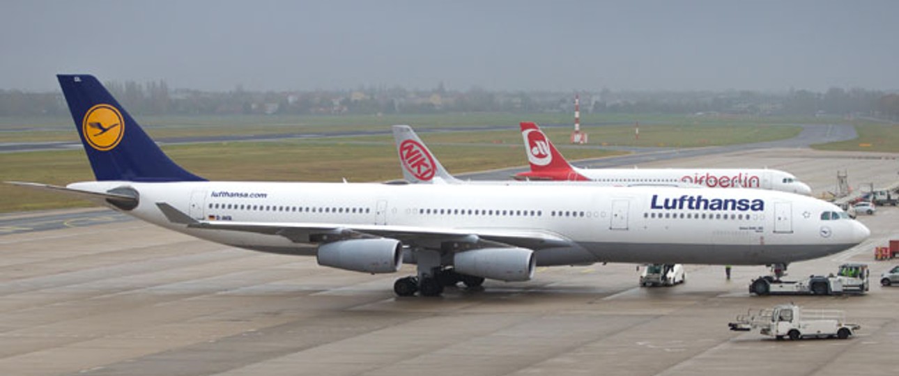 Lufthansa kam mit einem Airbus A340-300 aus Frankfurt.