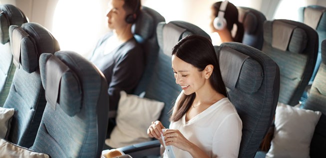 Economy Class von Cathay: In der Boeing 777 wird es enger.