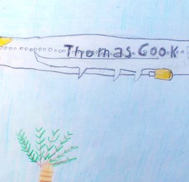 Kinderzeichnung eines Thomas-Cook-Fliegers: Nicht mehr lange am belgischen Himmel zu sehen.