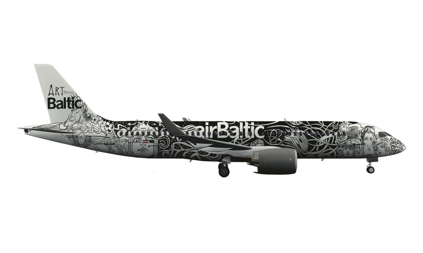 Die 21 Finalisten im Design-Wettbewerb für die Speziallackierung von Air Baltics 50. Airbus A220-300.