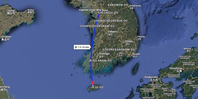 Platz 1: Jeju - Seoul. 226 Flüge pro Tag