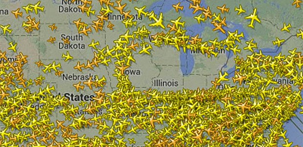 Luftraum Chicago am Freitag: Nichts ging mehr.