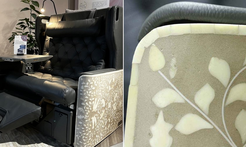 Business-Class-Sessel von Singapore Airlines mit Knochen-Einlegearbeiten: Die Schwergewichte stehen zum Verkauf.