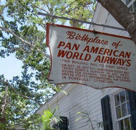 Pan American World Airways: Das erste Büro war auf Key West in Florida - noch heute erinnert ein nostalgisches Zeichen an den «Geburtsort» der Airline. Die Airline schaffte es nicht aus der Krise.