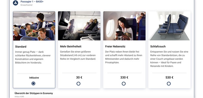 Lufthansa-Umfrage aus dem Sommer 2019: Schon damals klopfte die Airline das Interesse an einer Schlafreihe ab.