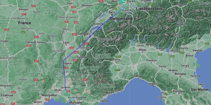 Platz 4) Marseille - Zürich (EDR: 13,987 bei einer Distanz von517 Kilometern)