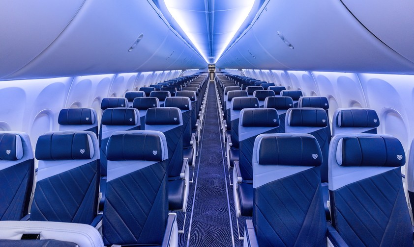 Kabine von Southwest Airlines: Mancher Fluggast braucht zwei Sitze.