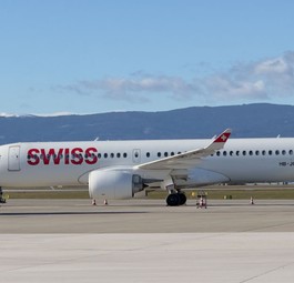 Der Airbus A220 mit der Registrierung HB-JCD in Graz: Wieder im Linieneinsatz.