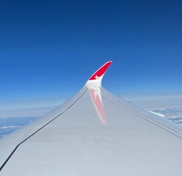 Winglet des ersten Airbus A350 von Edelweiss: Der Flug ging nach Teneriffa.