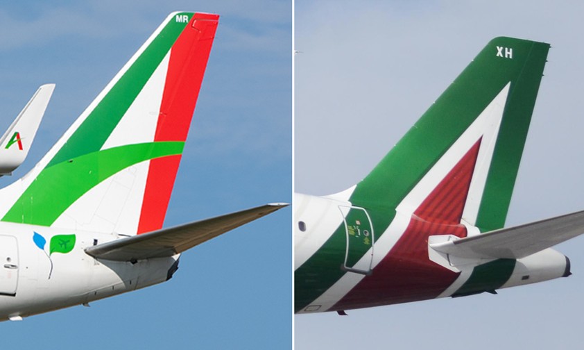 Heckflossen von Aeroitalia (links) und Alitalia: Zu ähnlich?