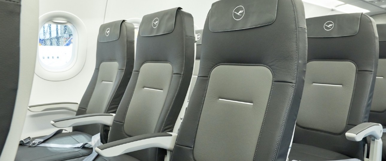 Economy Class von Lufthansa: freie Nebensitze.