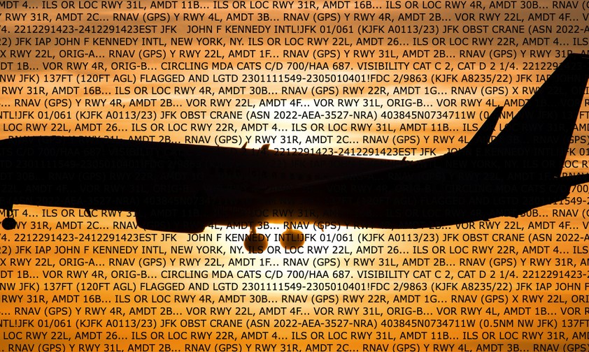 Notam-Text und Boeing 737: Teils schwer zu entziffern.