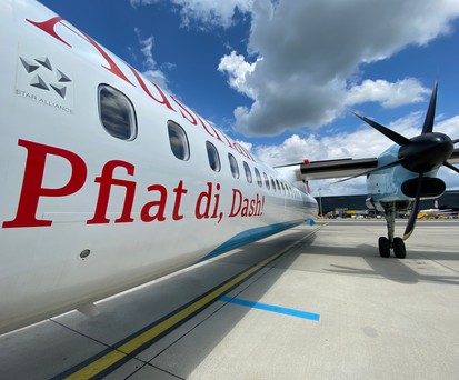 Zum Abschied Ende Mai 2021 bekam die OE-LGI eine Sonderbeschriftung: Pfiat di!