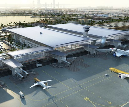 Grafik des neuen Terminals am Bahrain Airport: Der Flughafen Frankfurt berät den Inselstaat.