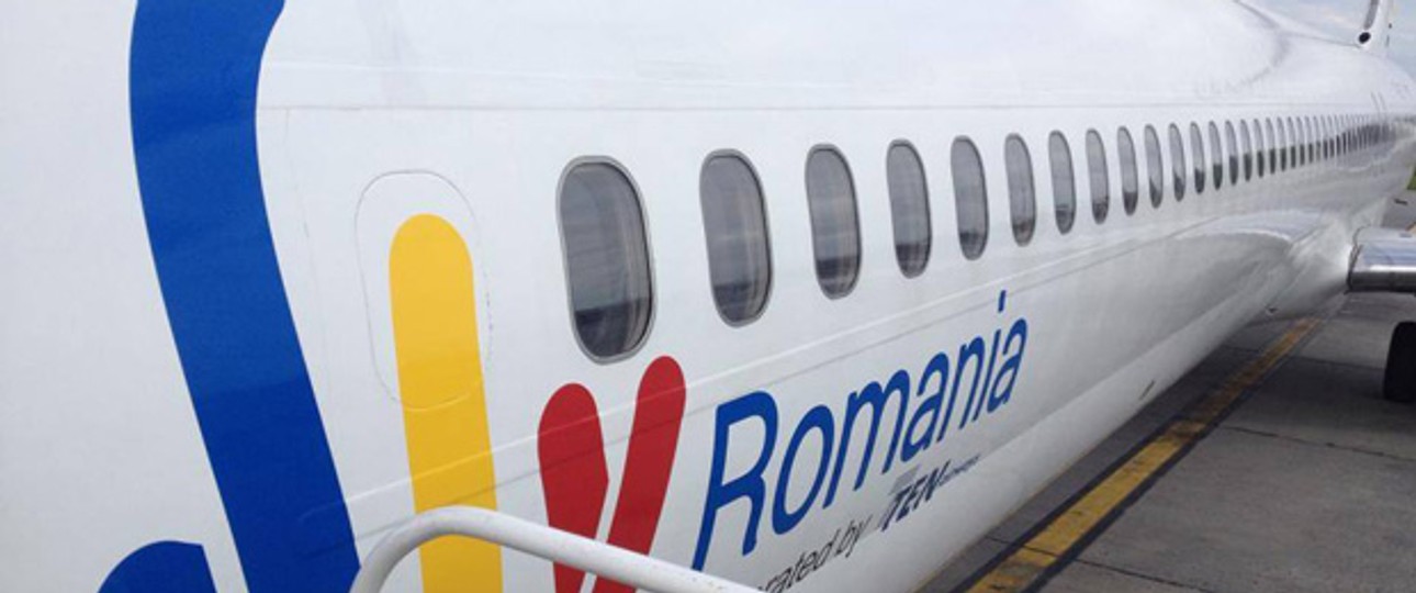 Flugzeug von Fly Romania: Es fliegt künftig nicht mehr.