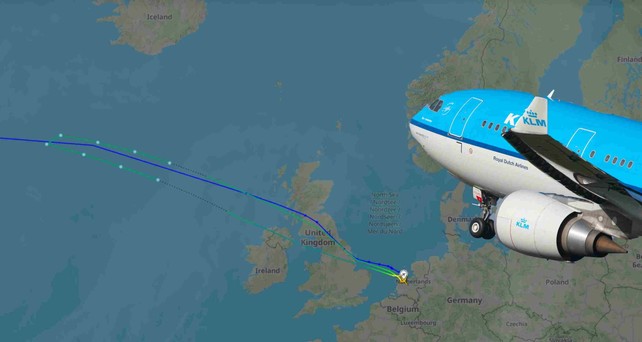 Flugverlauf von KL961: Der A330 landete nach fünf Stunden wieder in Amsterdam.