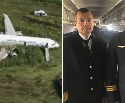 Airbus A321 von Ural Airlines, Kapitän Damir Yusupov (links) und Kopilot Georgy Murzin.