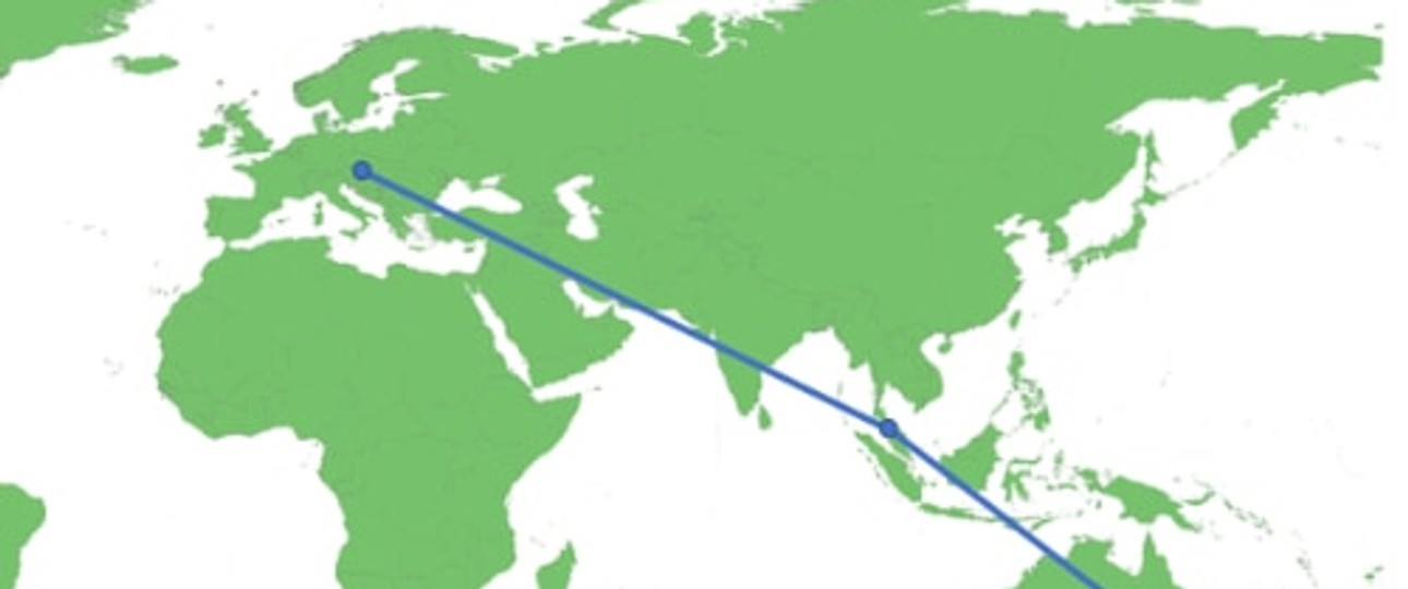 Austrian fliegt nonstop nach Sydney. Der Rückflug erfolgt nicht nonstop sondern via Penang in Malaysia
