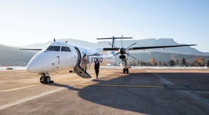 Eine Dash-8 von Sky Alps: Die Fluggesellschaft will in diesem Jahr die Gewinnschwelle erreichen.