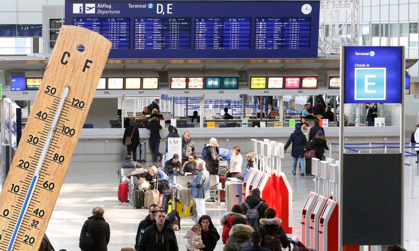 Terminal des Flughafens Frankfurt: Diesen Winter wird es weniger warm sein.