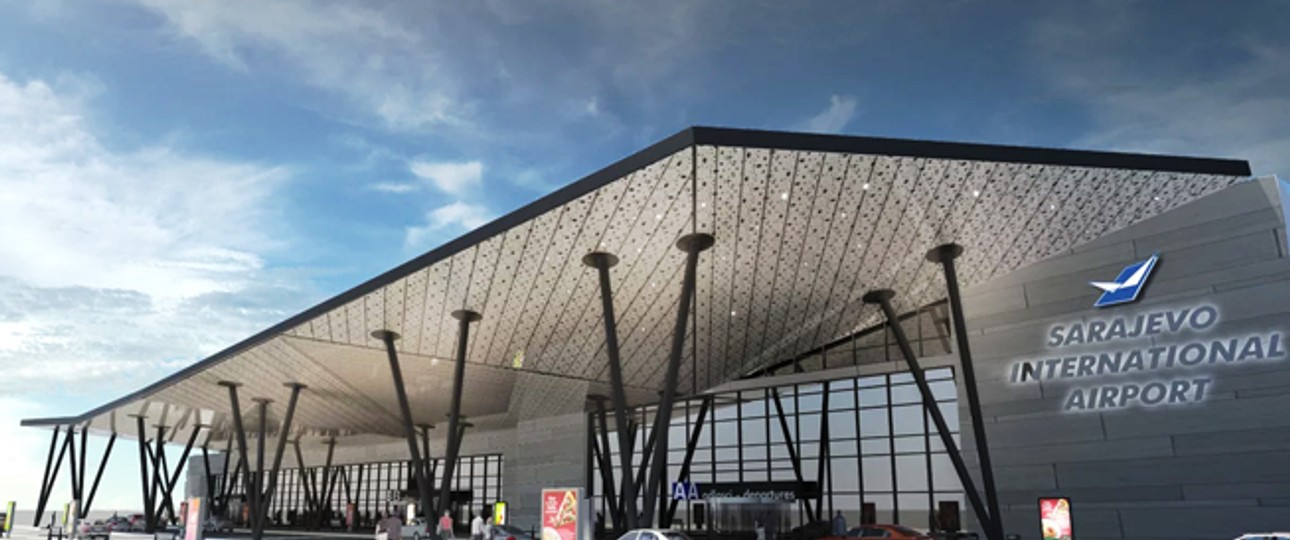 Visualisierung des ausgebauten Terminals in Sarajevo: Der Anbau rechts ...