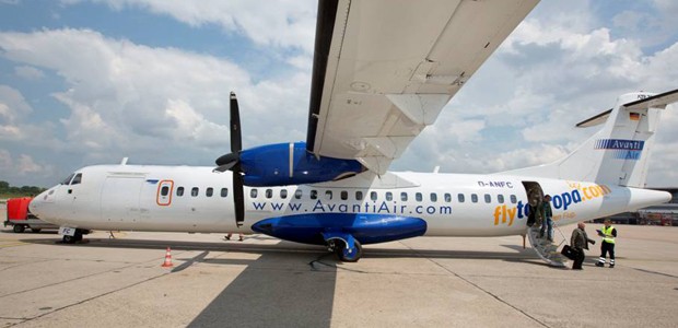 ATR72 von Avanti Air unterwegs für Flytouropa: Nicht mehr nach Berlin.