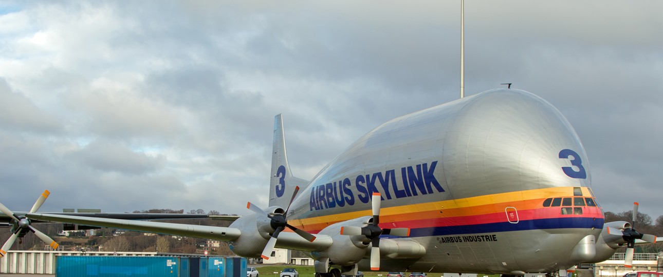 Super Guppy: Ein Exemplar ist bei Airbus in Hamburg ausgestellt.