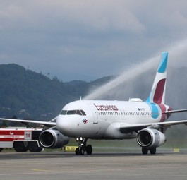 Begrüßung in Graz: Eurowings stationiert einen Airbus A319.