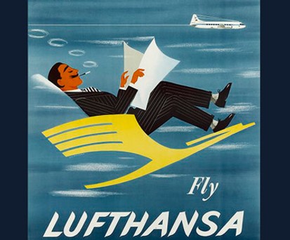Altes Lufthansa-Plakat: Die Zeiten waren für Airlines noch schön, als es keine Konkurrenz gab.
