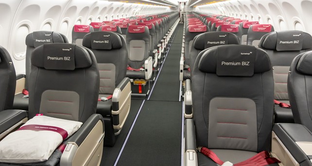 Premium Biz bei Eurowings: Inzwischen sind die Sitze wieder ausgebaut. 