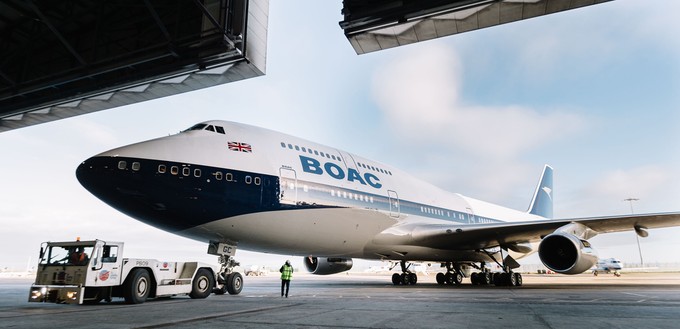 Boeing 747 von British Airways in Boac-Bemalung: Ab Dienstag (18. Februar) ist das Flugzeug so im Linienbetrieb unterwegs.