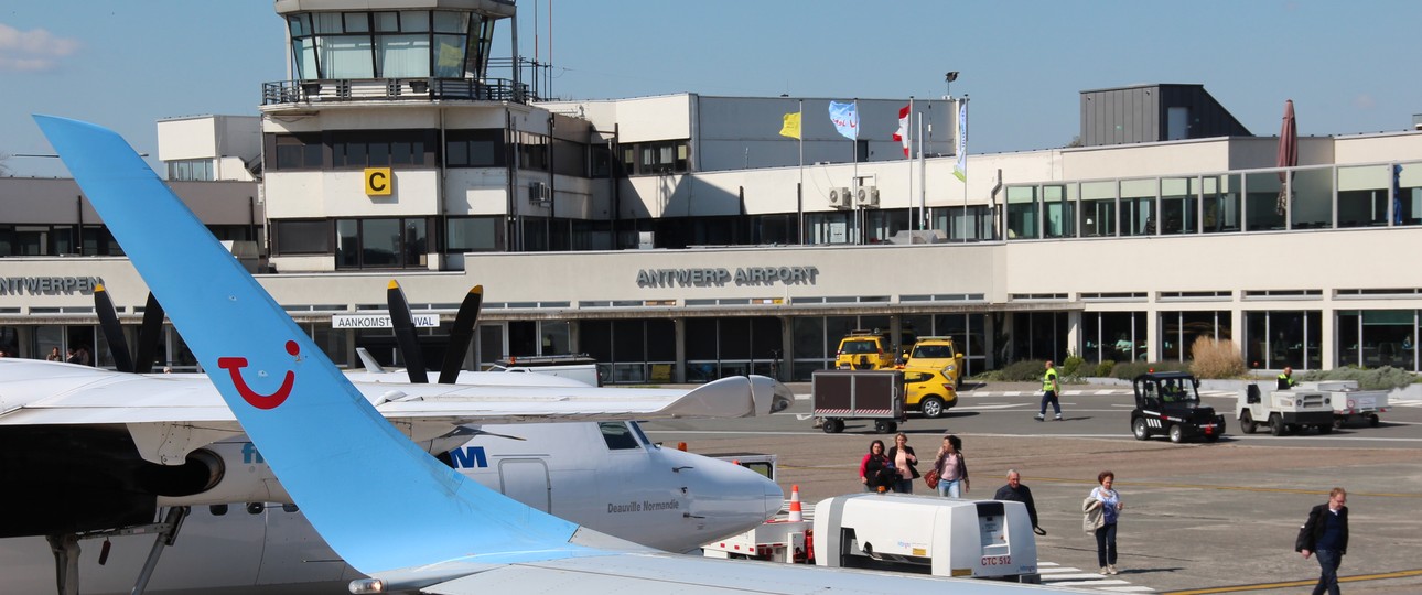 Flughafen Antwerpen: Wenig Passagiere.