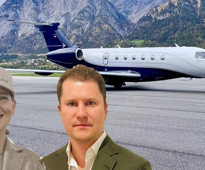 Eine Praetor 600 von Tyrolean Jets & Services: Die beiden Ko-Chefs Martina Cobb und Philipp Schuster.