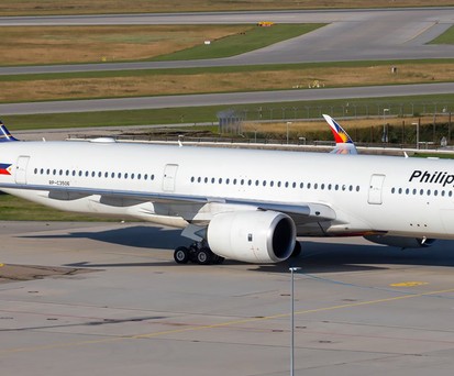 Der Airbus A350 von Philippine Airlines in München.