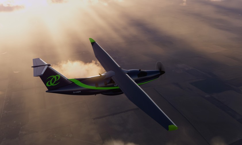 Microliner in der Luft: Die Animation zeigt, wie das Flugzeug aussehen soll.