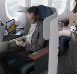So soll die neue Business Class von Lufthansa aussehen. Die Verschalung soll für mehr Privatsphäre sorgen.
