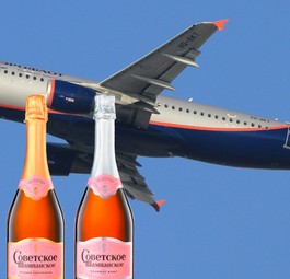 Airbus A320 von Aeroflot, Sovetskoye Shampanskoye: Der «sowjetische Champagner» wird bis heute in Russland vertrieben - und soll nun den echten ersetzen.