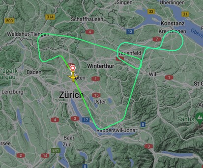 Route von LX2114 am 12. April: Wieder nach Zürich.