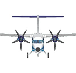 Ein Blick auf die Turboprop-Maschine von vorne.