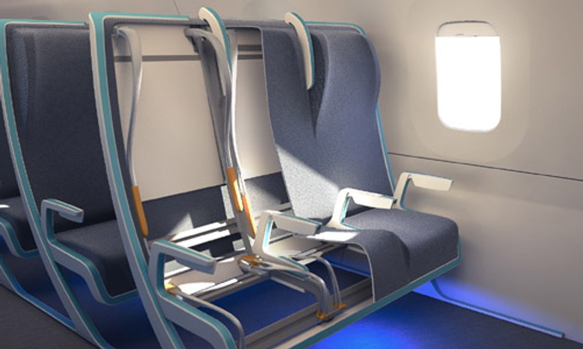Flexibel und komfortabel: Die Flugzeugsitze bestehen aus beweglichen Elementen.