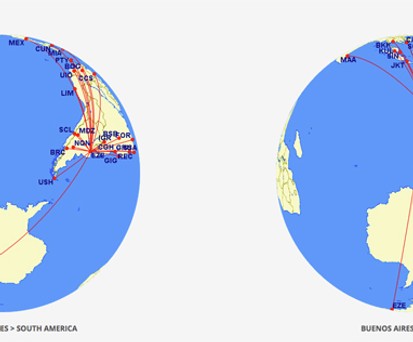 Screenshot von der Webseite der argentinische Handelskammer in Australien: So wirbt sie für die Route von Buenos Aires über Perth nach Asien.