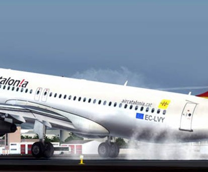 Jet von Air Catalonia: Stolz in den Farben Kataloniens.